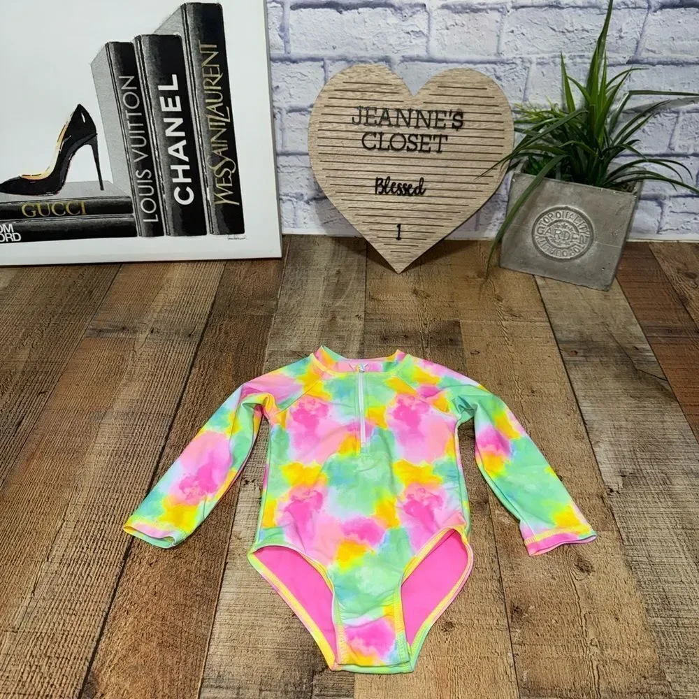 Ingear Zip front long sleeve bathing suit unitard for baby girls and‎ toddlers